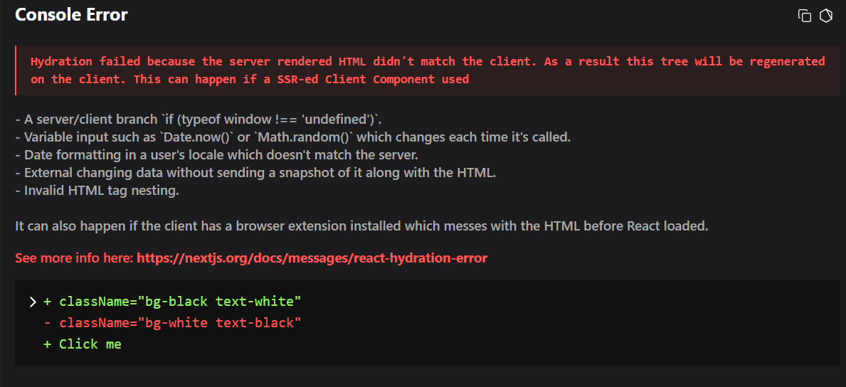 błąd hydracji w Next.js