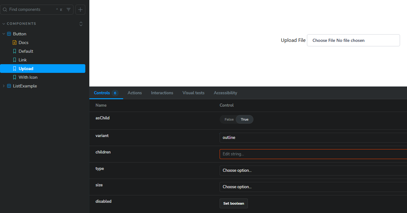 Upload button story